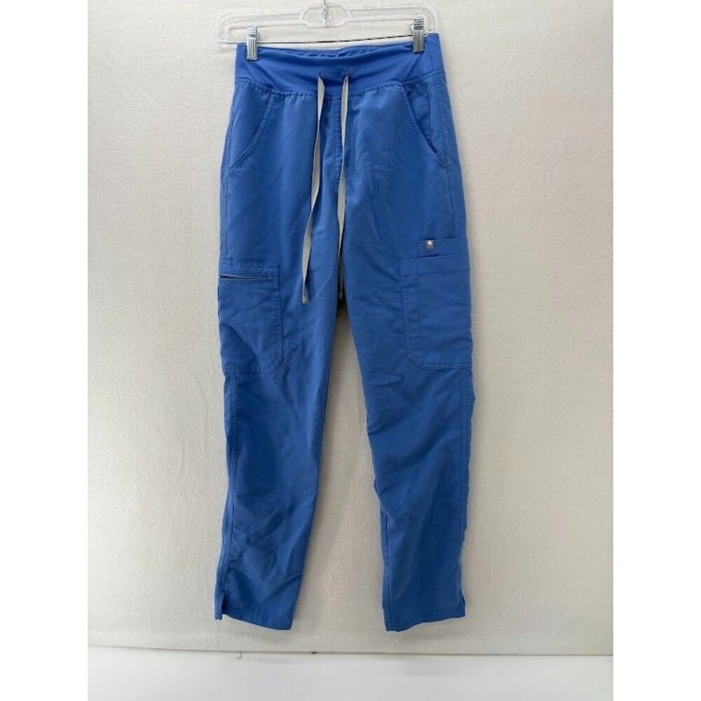 Figs Scrub Pants Womens X-Small‎ Blue Yola Skinny Cargo Bottom Medical Nursing